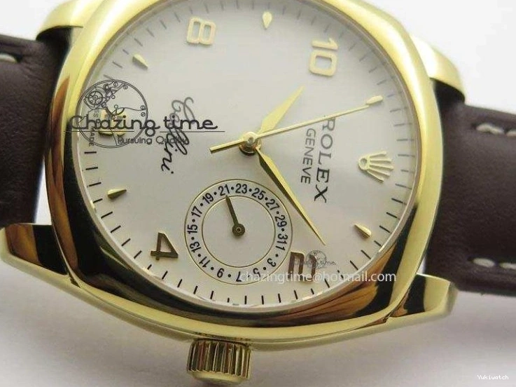 On YG A2824 Leather Brown Dial Date Cellini Strap Numeral White 0318